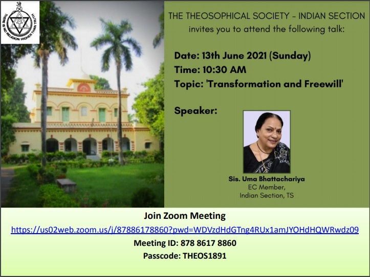 2020-21 Spl. Lecture on“TRANSFORMATION AND FREE-WILL” By Mrs. Uma Bhattacharyya, Manager, VKM